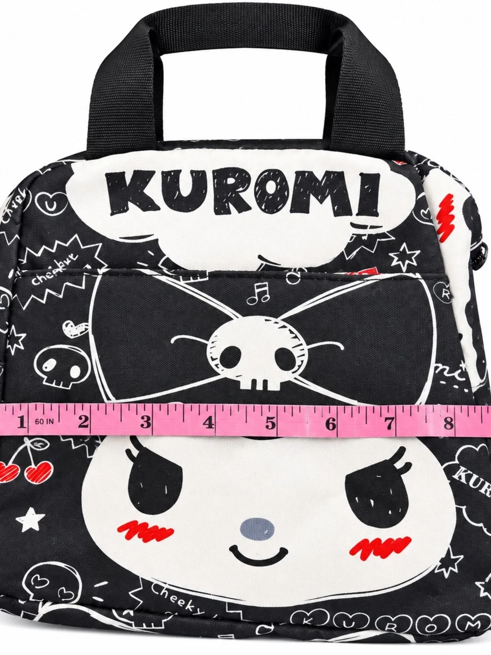 Kuromi Black White Red Insulated Lunch Bag Mini Tote Kawaii
